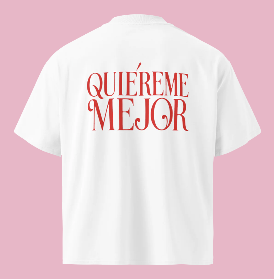 Espalda camiseta QUIEREME MEJOR blanca - Adriana Blu Tienda